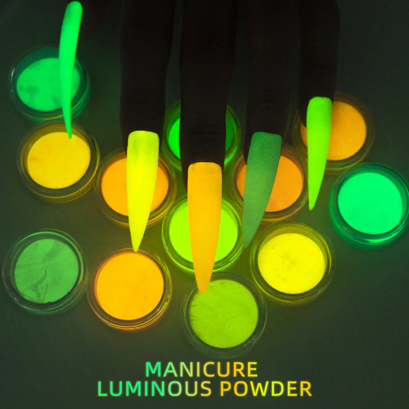 Кисть для ногтей Клей Dip-пудры жидкости 12 цветов светящаяся пудра светящийся
