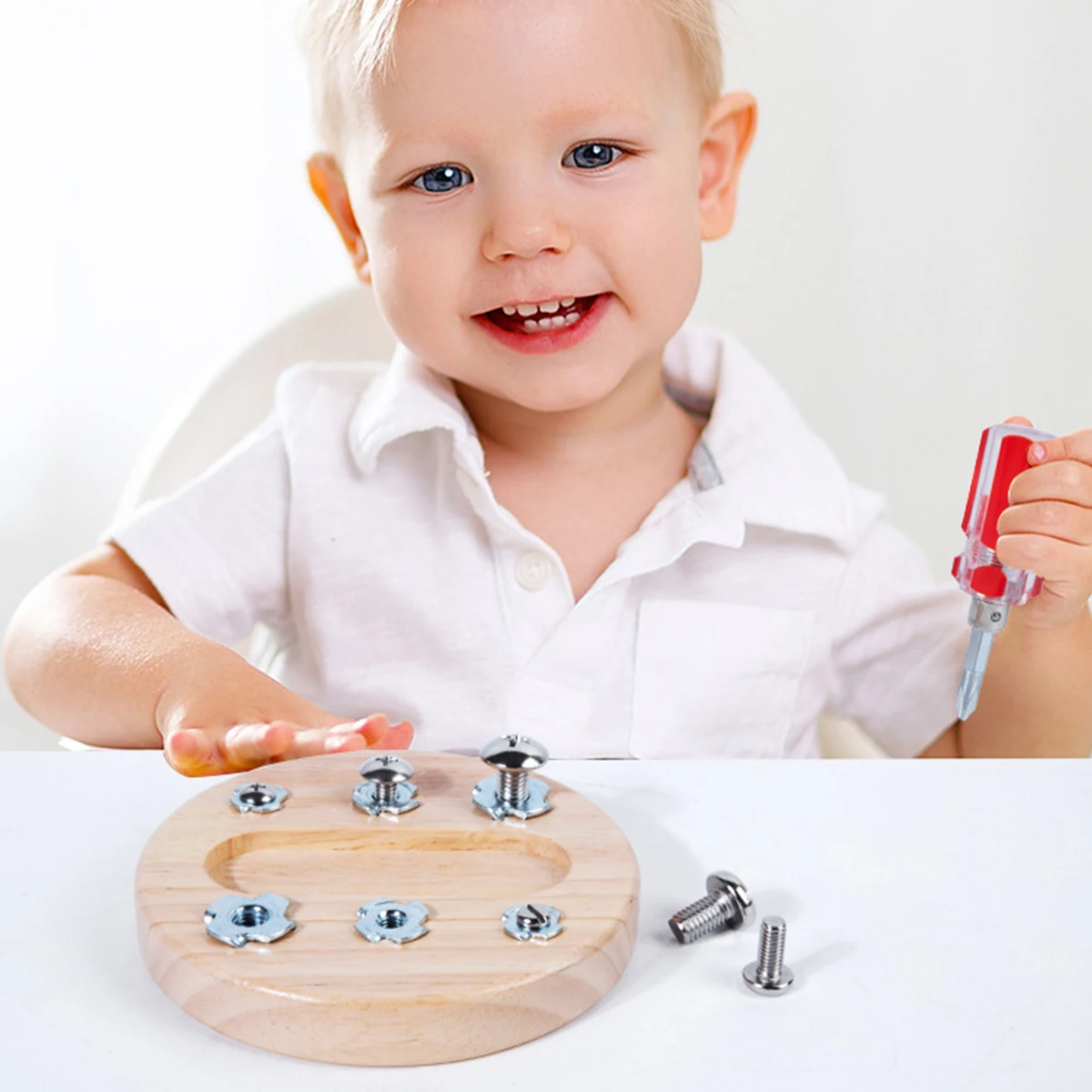 

Montessori Screw Driver Board Set Basic Skills Toy Wooden Screw Sensory Tools STEM Educational Screwdriver Activities Tools