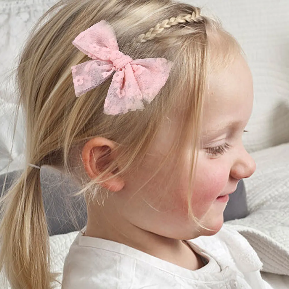 Заколка для волос с белым кружевом и бантом 2 шт.