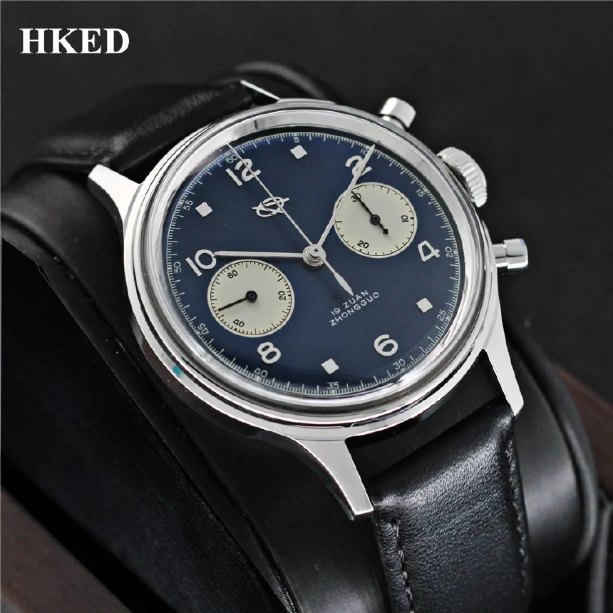 

1963 HKED Men Watch 38mm Acrylic Sapphire Mirror Seagull ST19 Movement With Swan-neck Mechanical Wristwatches Relojes Mecanicos