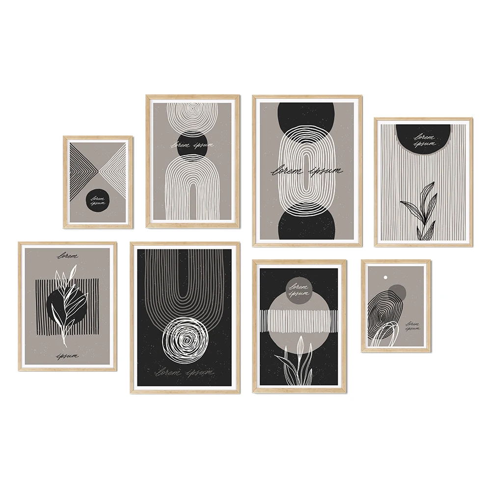 Мода Абстрактная линия Черно-белый минимализм Роскошная картина на холсте