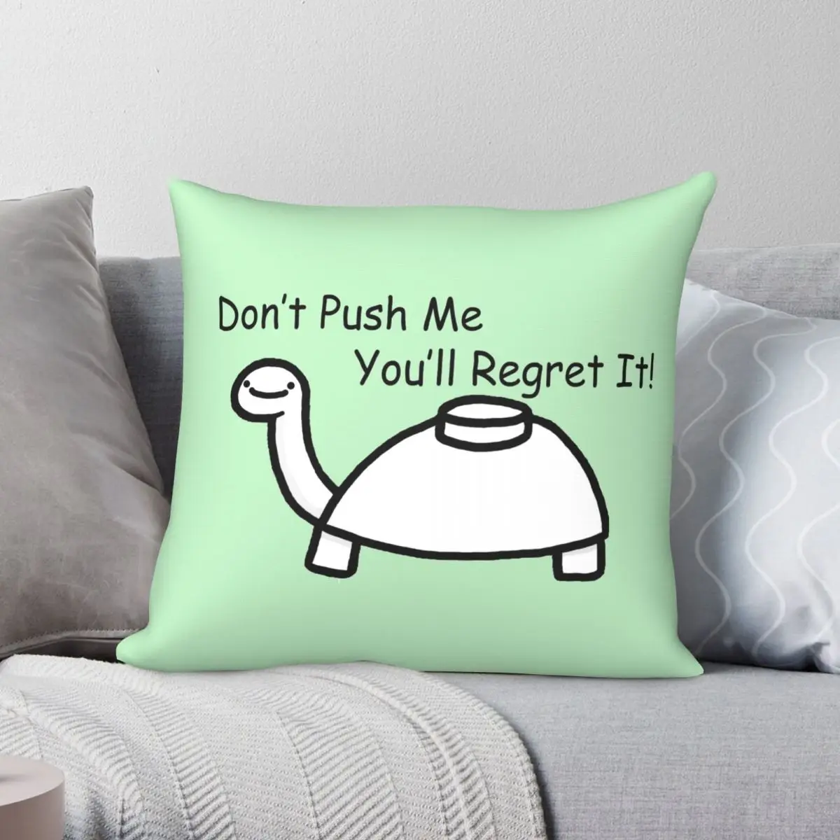 

Квадратный Чехол на подушку Don't Push Me Mine, черепаха, полиэстеровый льняной Бархатный Чехол на застежке-молнии с принтом, декоративный Чехол на ...