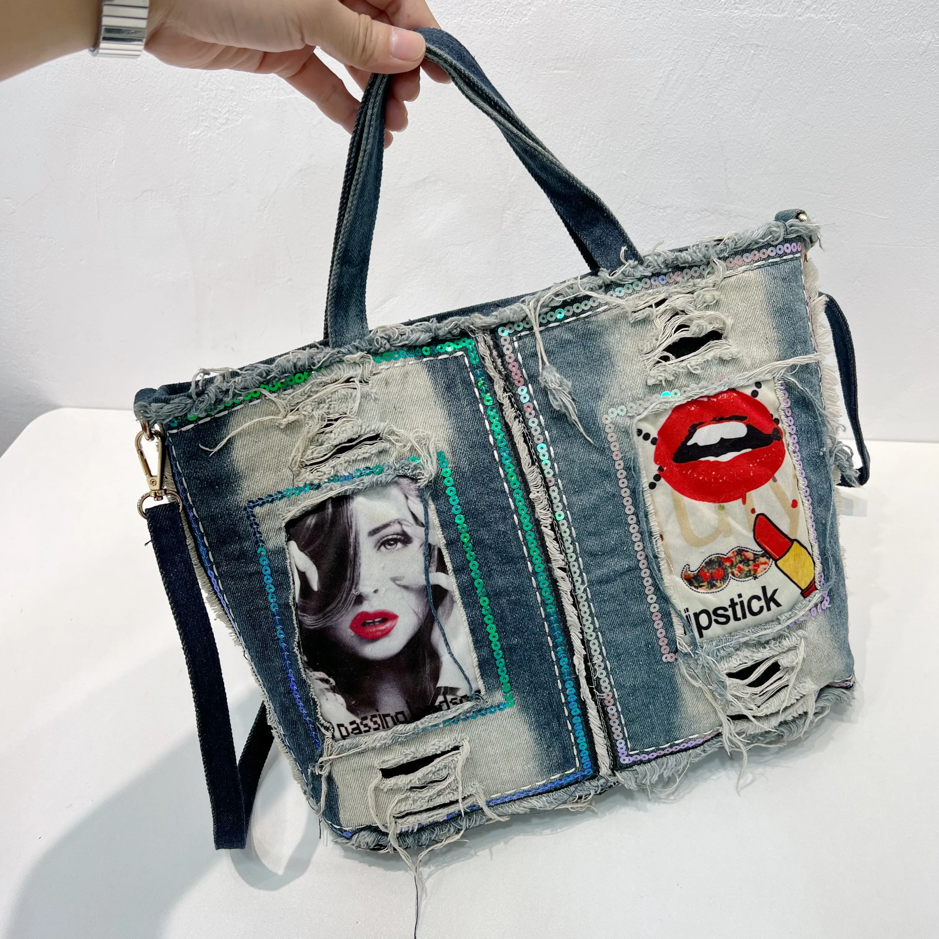 

New Women's Autumn and Winter Versatile Large Capacity Cowboy Shoulder Bag Commuter Bag Japanese Students Canvas Bag