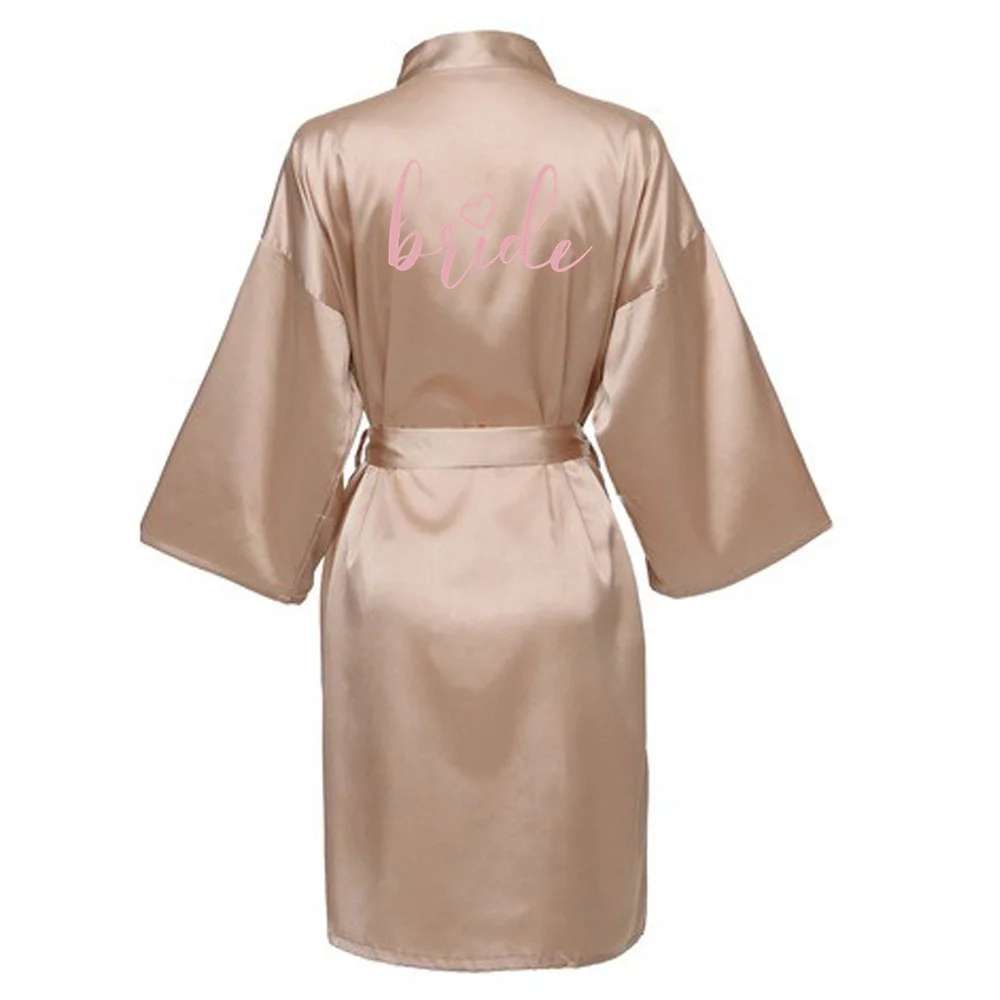 

Wedding Party Team Bride Robe Kimono Satin Pajamas Bridesmaid Bathrobe ZH010