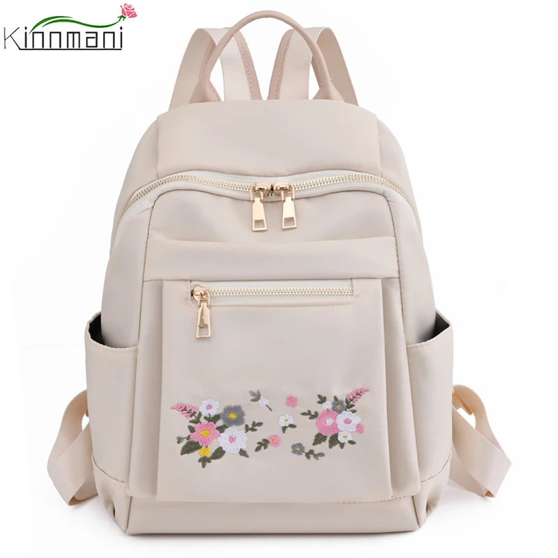 

Рюкзак с цветочной вышивкой, женские сумки через плечо с защитой от кражи, повседневный вместительный нейлоновый дорожный рюкзак, Молодежные школьные сумки для девочек