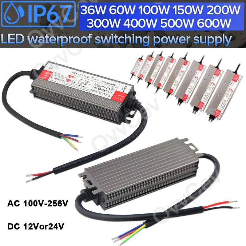 

36W 60W 100W 150W 200W LED Driver DC 12V 24V IP67 Waterproof Lighting Transformers for Outdoor Lights Power Supply K5
