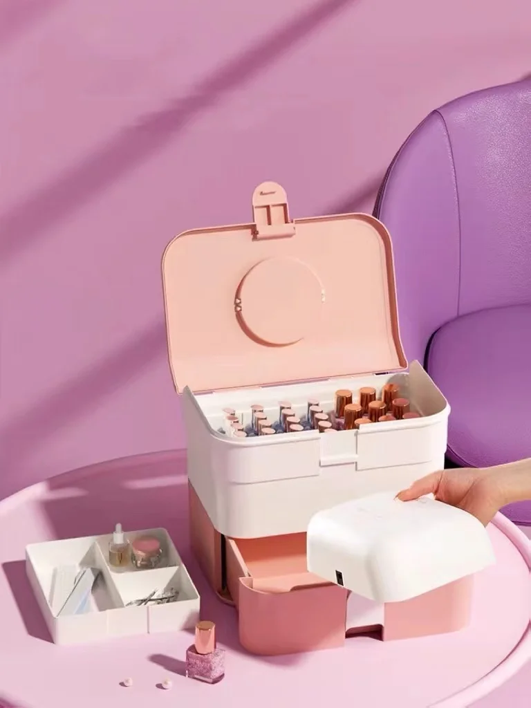 

Double-Layer Nail Art Tool Storage Box Nail Polish Storage Organizer Tweezers Clippers Pens Polishing Manicure Plastic Container