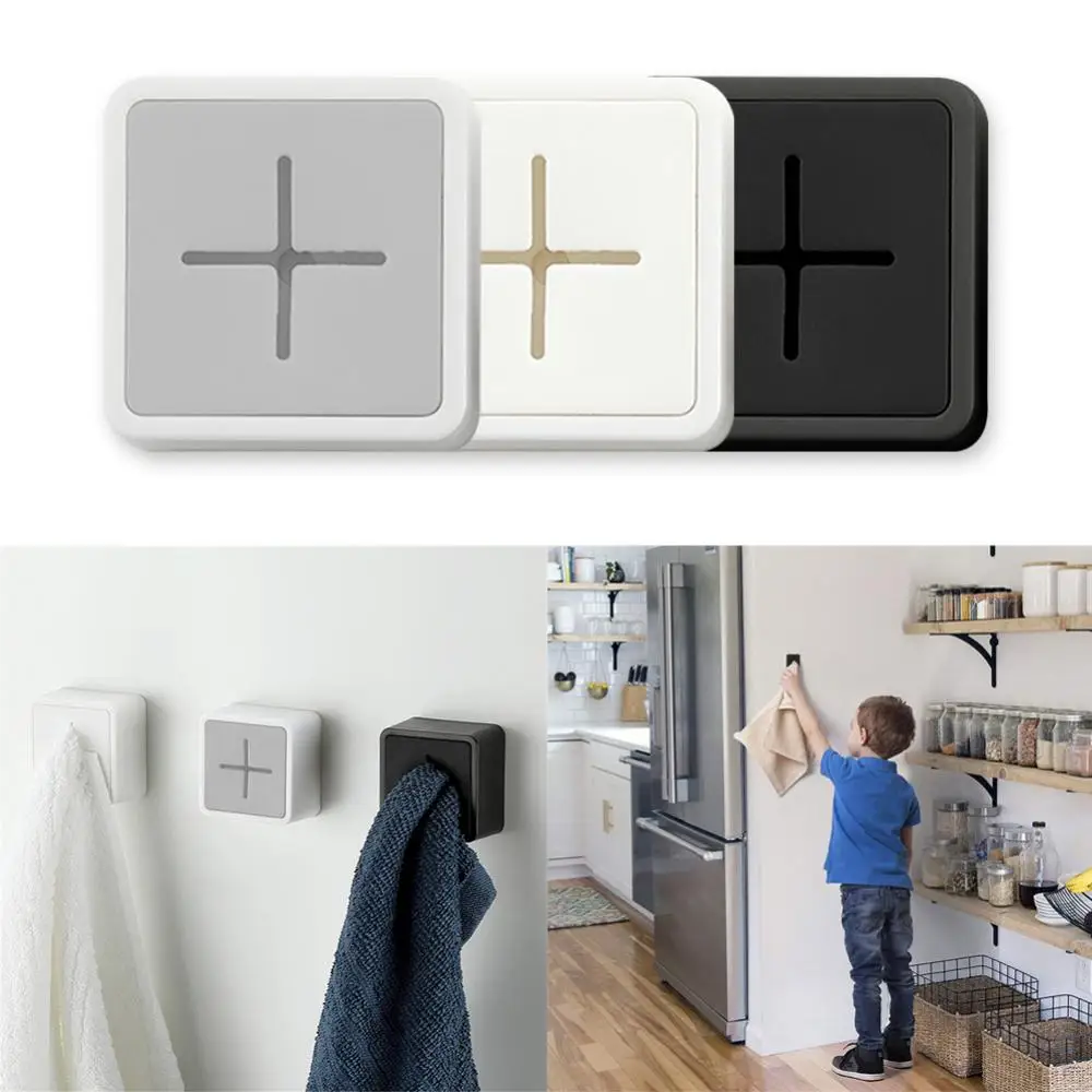 

Household Self-adhesive Punch Free Towel Plug Holder Wall Mounted Bathroom Kitchen Organizer Rack Towels Storage Wash Cloth Clip