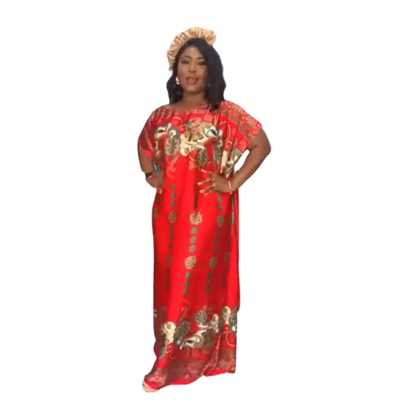 African Clothes Polyester African Dresses for Women Summer 2022 African Women Short Sleeve O-neck Long Dress African Robes