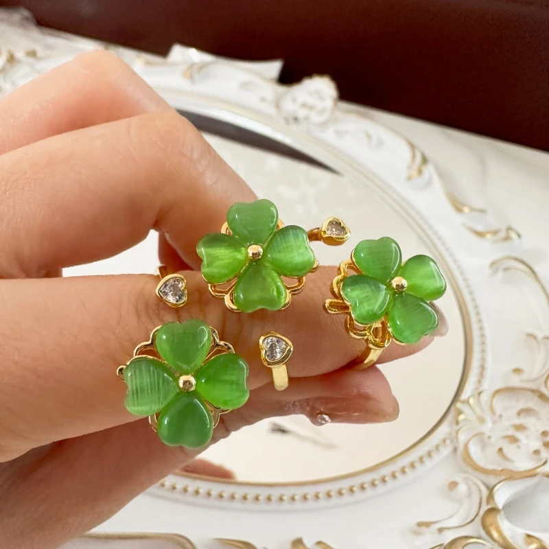 Металлические вращающиеся кольца LingLu с листьями, циркониевые нестандартные геометрические Регулируемые кольца, новинка 2023, модные подарки для женщин