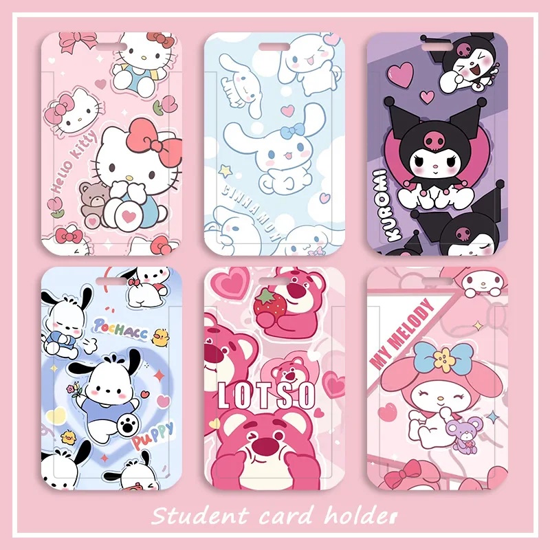 

Kawaii Sanrio, Hello Kitty держатель карты Cinnamoroll Kuromi мультфильм Фотокарта защитные рукава Обложка подвеска брелок канцелярские принадлежности