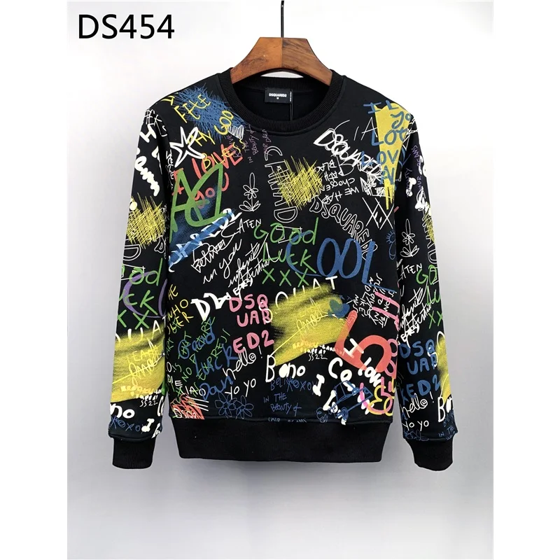 

Hotsell DSQUARED2 Brand Sweatshirt ICON Colourful Letter Embroidery 2022 Men Shirts Tops Male Italy Streetwear Black Cool Tops
