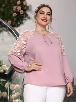 toleen clearance price women large plus size blouse tops 2022 spring oversized shirt pink long sleeve elegant casual clothing