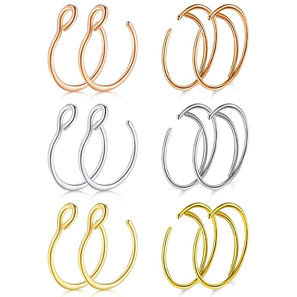 

12pcs Fake Septum Stainless Steel Non Piercing Nose Rings Faux Non Pierced Nose Septum Piercing Jewelry Set for Women Men