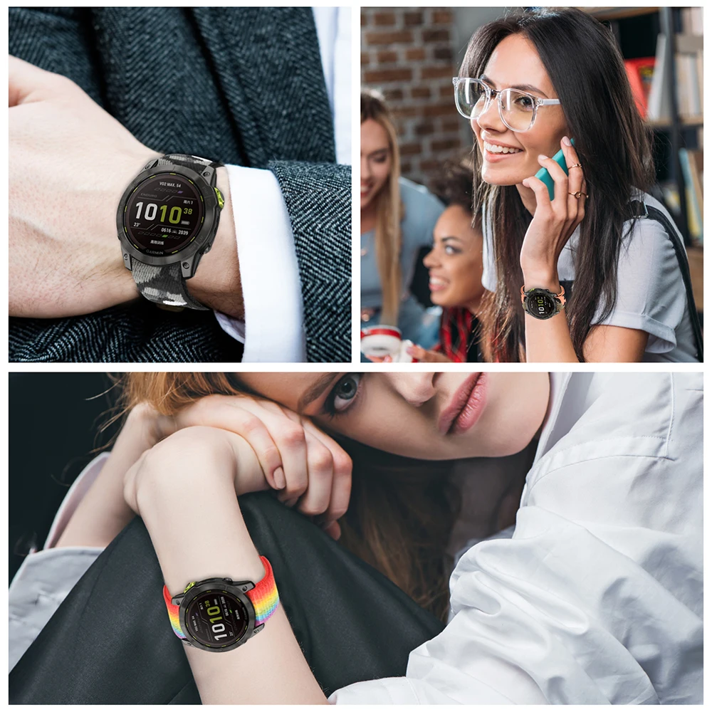 22mm 26mm Hook Loop Nylon Strap For Garmin Epix Gen2/Forerunner 955 965 Garmin Fenix 7 7X Fenix 6Pro 5XPlus/Enduro 2 Watchband