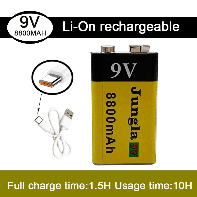 

Rechargeable lithium-ion battery, original 9V, 8800mAh, used for multimeter, microphone, toys, remote control, KTV, USB.