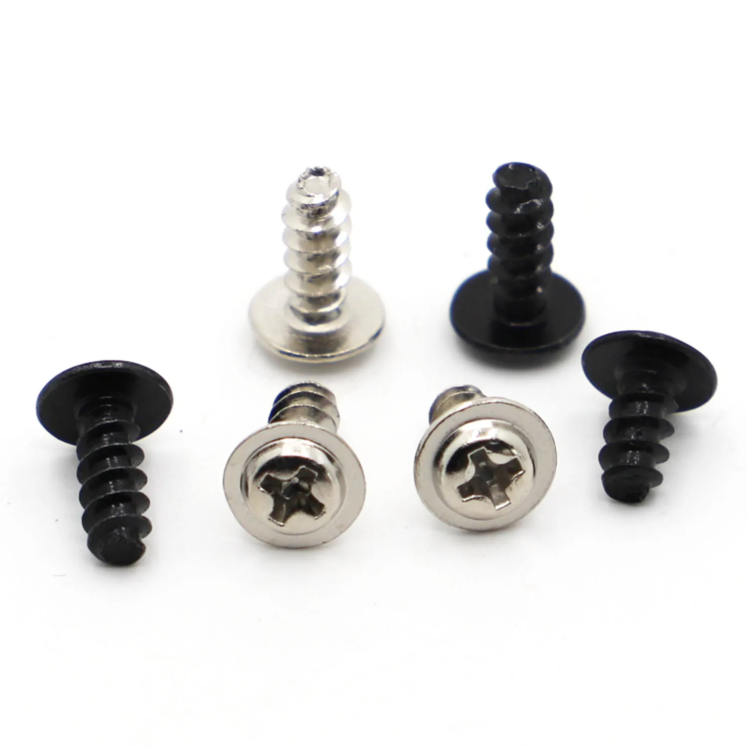 

Black Round Head Flat End Screw M1.4 M1.7 M2 M2.3 M2.6 M3 M4 PWB Nickel Plated Phillips Flat Tail Self Tapping Screw With Pad