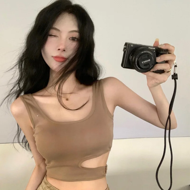 Топ женский трикотажный с открытыми плечами пикантный укороченный топ лямкой на