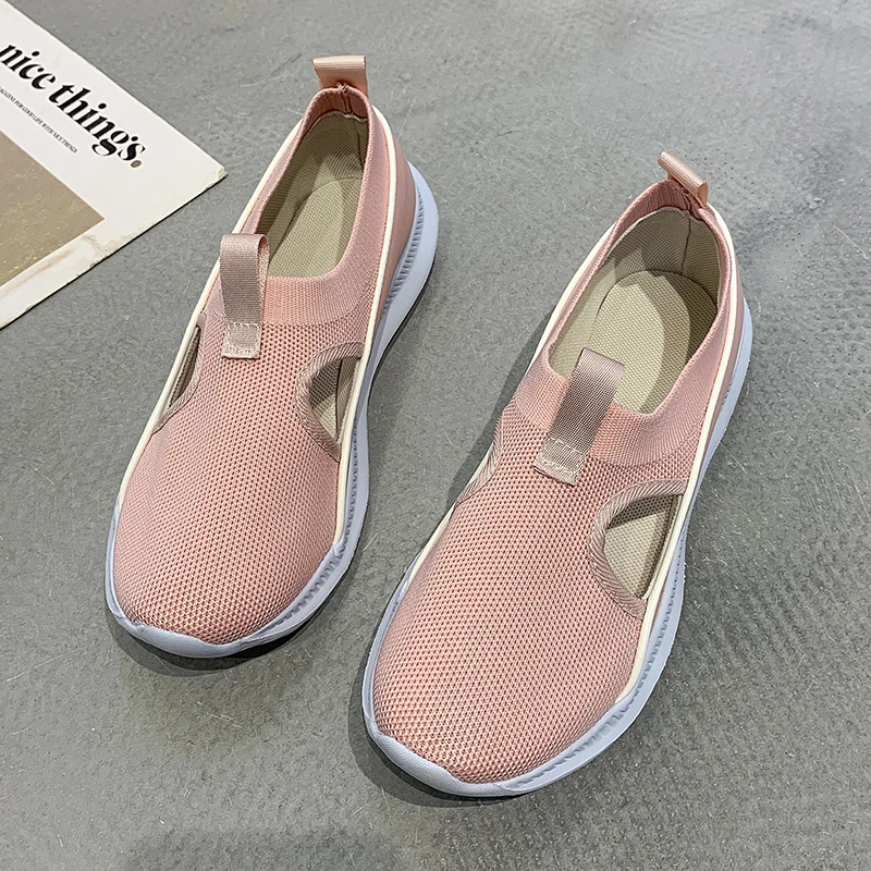 New Spring and Autumn European and American Large Casual Single Shoes Women's Flying Woven Casual Women's Shoes Running Shoes