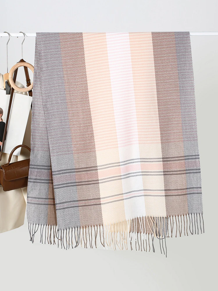 Новинка вязаный Ретро шарф с бахромой головной платок зимний женский и мужской в