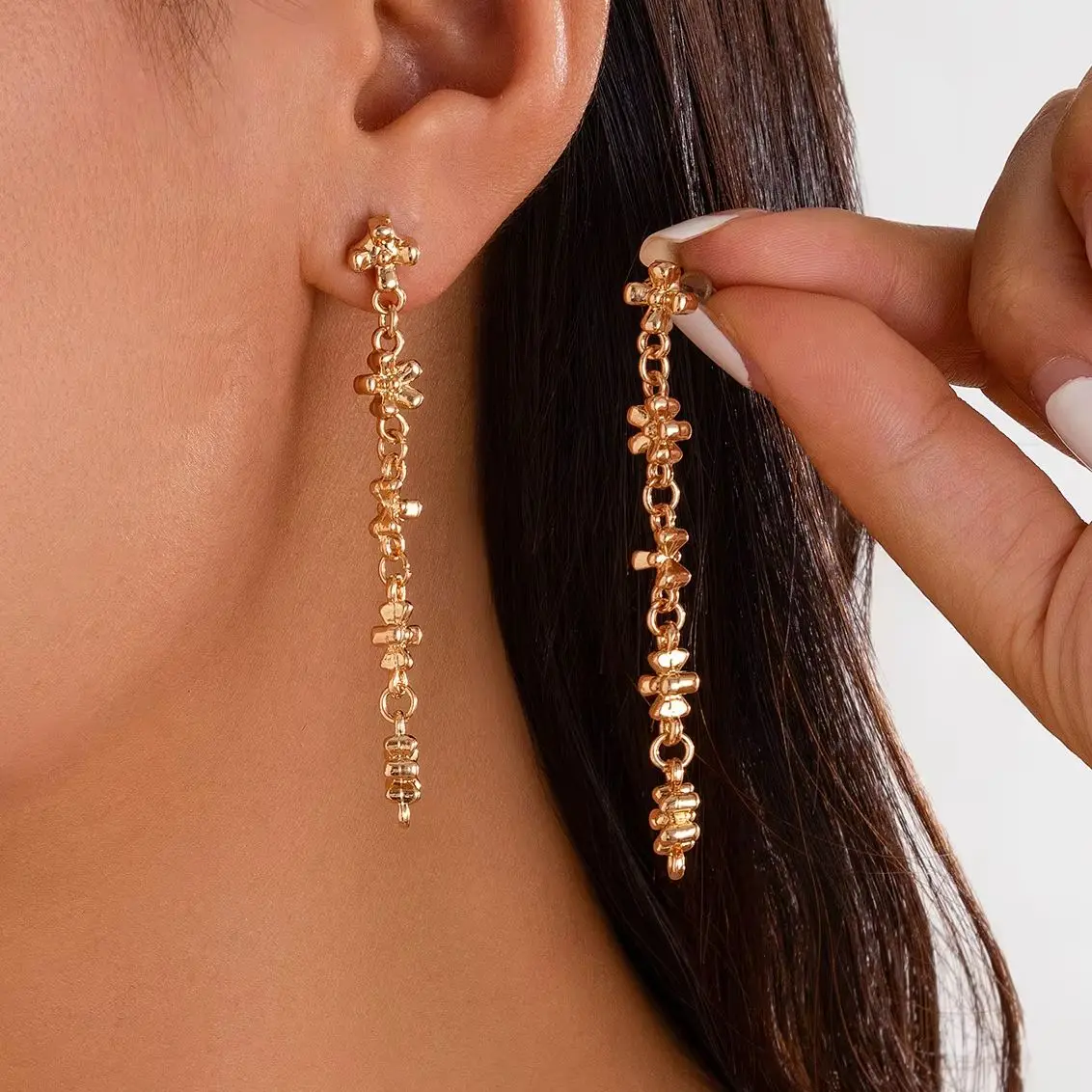 Ingemark Минималистичные Металлические Висячие Серьги В Форме Цветка Для Женщин