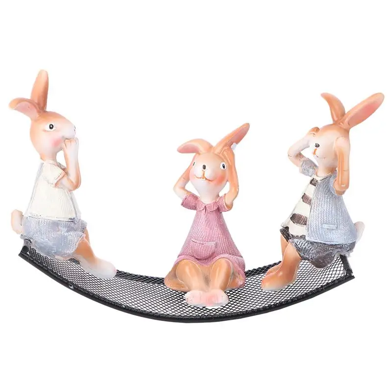 

1 set of Easter Crafts Decoration Simple Rabbit Shape Resin Crafts Desktop Decor