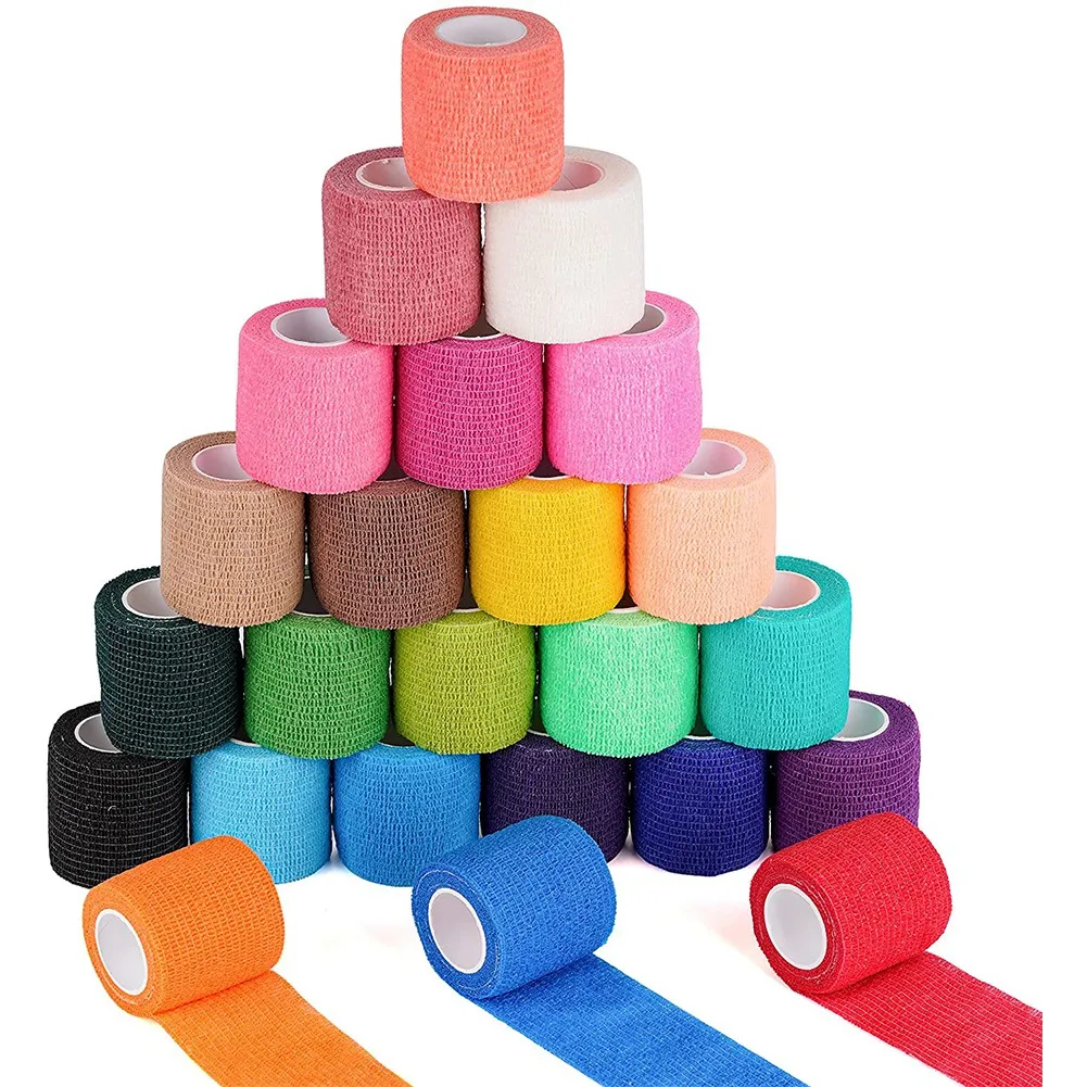 

24 Pcs Self-Adhesive Sports Bandages 5cm Each Roll First Aid Band Elastic Tape for Wrists Ankles for Sports Injuries