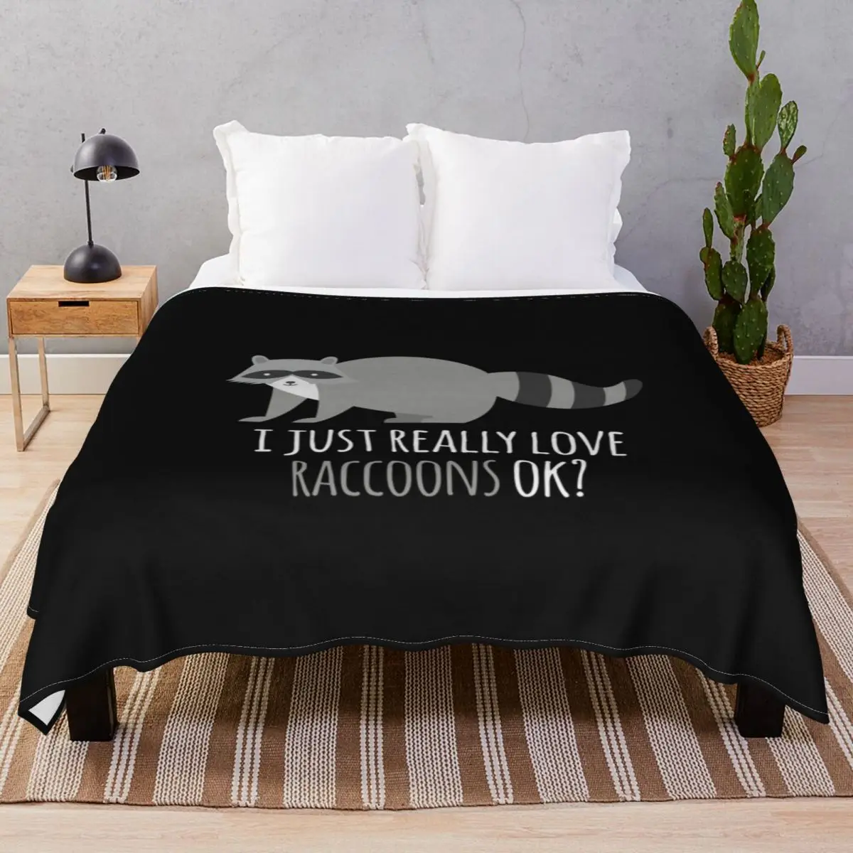 I Just Really Love Raccoons Ok Blankets Fleece Printed Breathable Throw Blanket for Bed Home Couch Camp Office