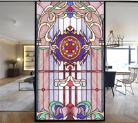 privacy windows film decorative church style stained glass window stickers no glue static cling frosted window cling 36