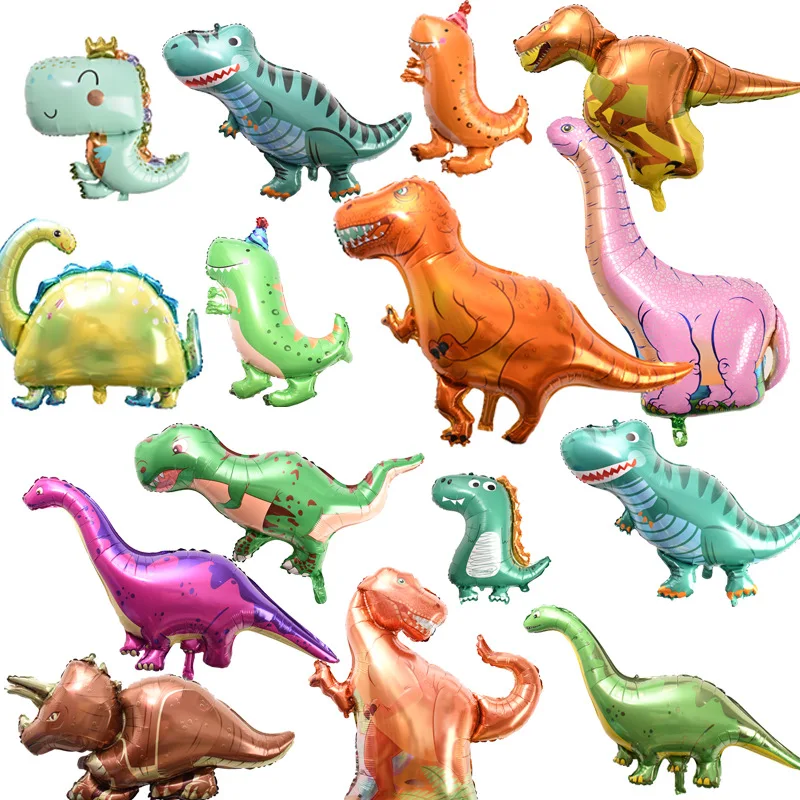

200Pcs Dinosaur Balloons Aluminum Mylar Balloons for Birthday Weddings Graduation Party Baby Shower Jungle Theme Party Supplies