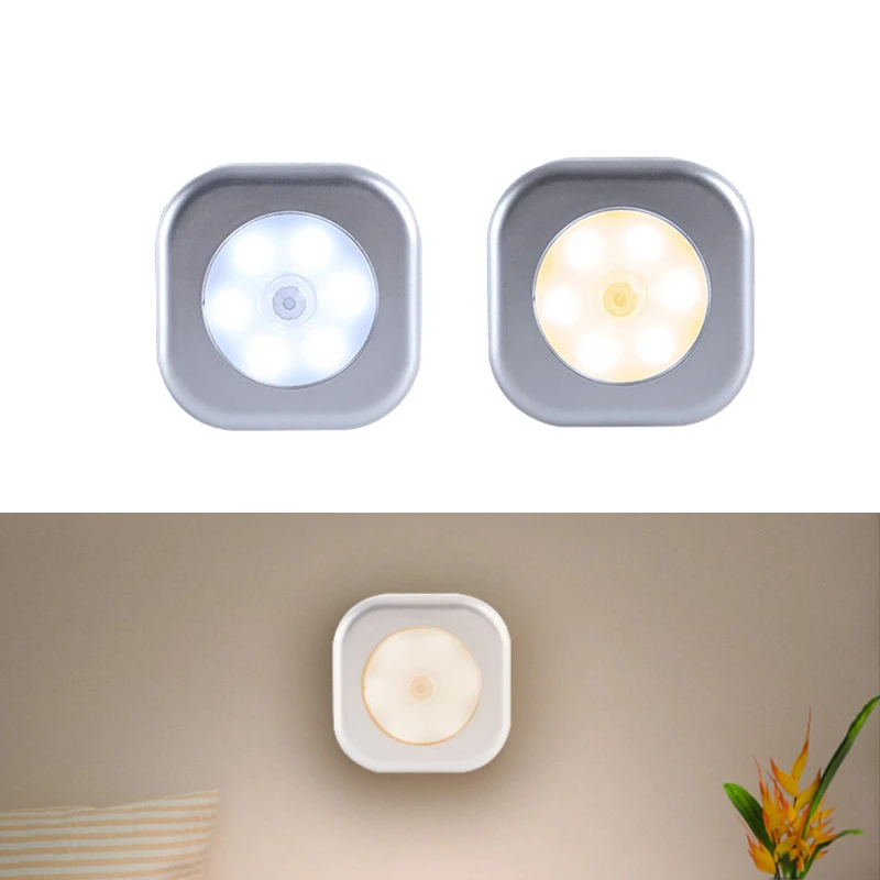 

Ночник для шкафа с 6 светодиодами и питанием от батарейки, настенный светильник с датчиком движения для дома, декоративные принадлежности д...