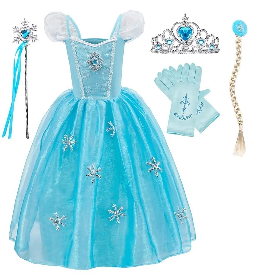 

Little Girls Princess Vestidos Kids Summer Ball Sequin Dress Up Children Elsa Birthday Luxury Dress Performance Fancy Clothing