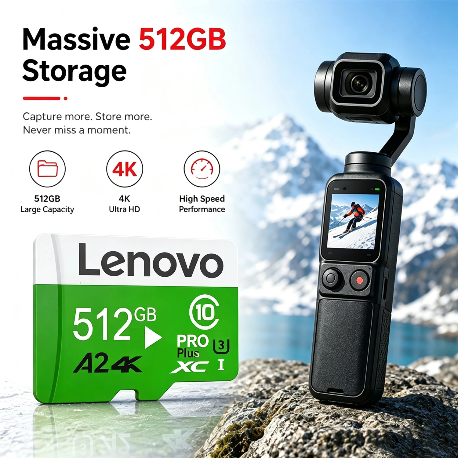 Фото Карта памяти Lenovo Extreme Pro Micro SD 512 ГБ, TF-карты 128 ГБ, 256 ГБ, V60 U3, флеш-карта 4K Full HD для камер и дронов №3