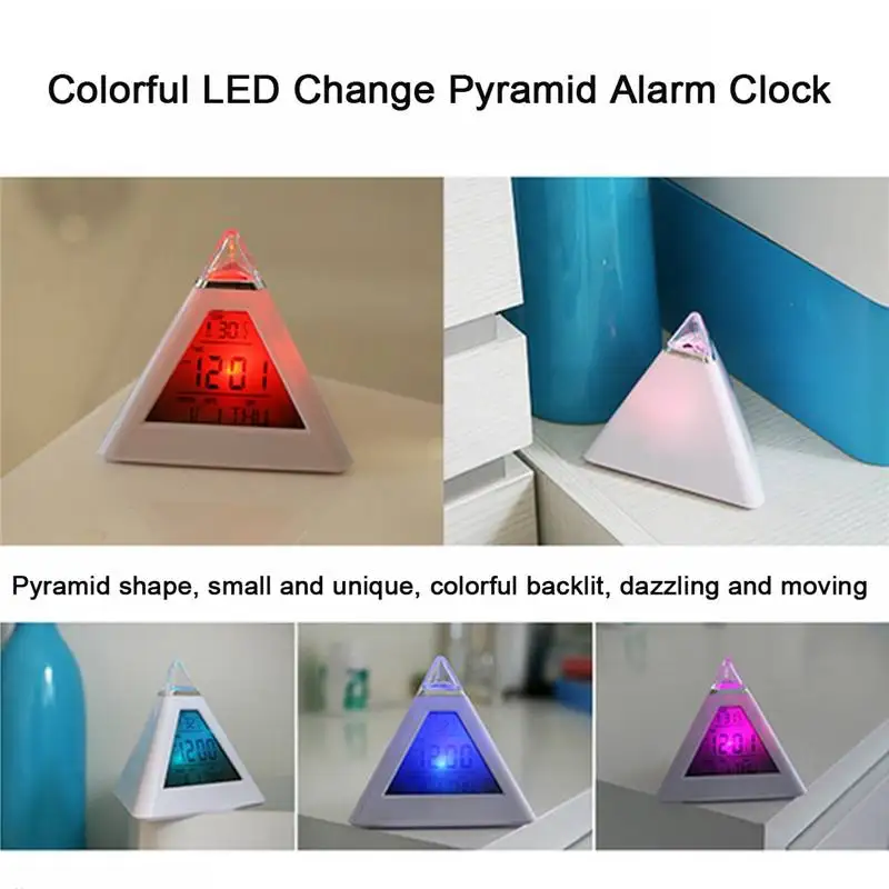 Цифровой светодиодный Будильник 7 цветов ночсветильник с отображением времени и