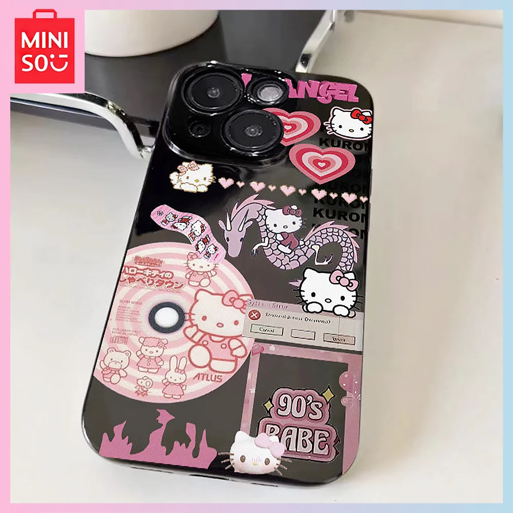 

Miniso Hello Kitty Iphone15Promax All-Inclusive 14/13Pro Kawaii 12/11 Silicone Xr-Xs Phone Case Girls Birthday Christmas Gift