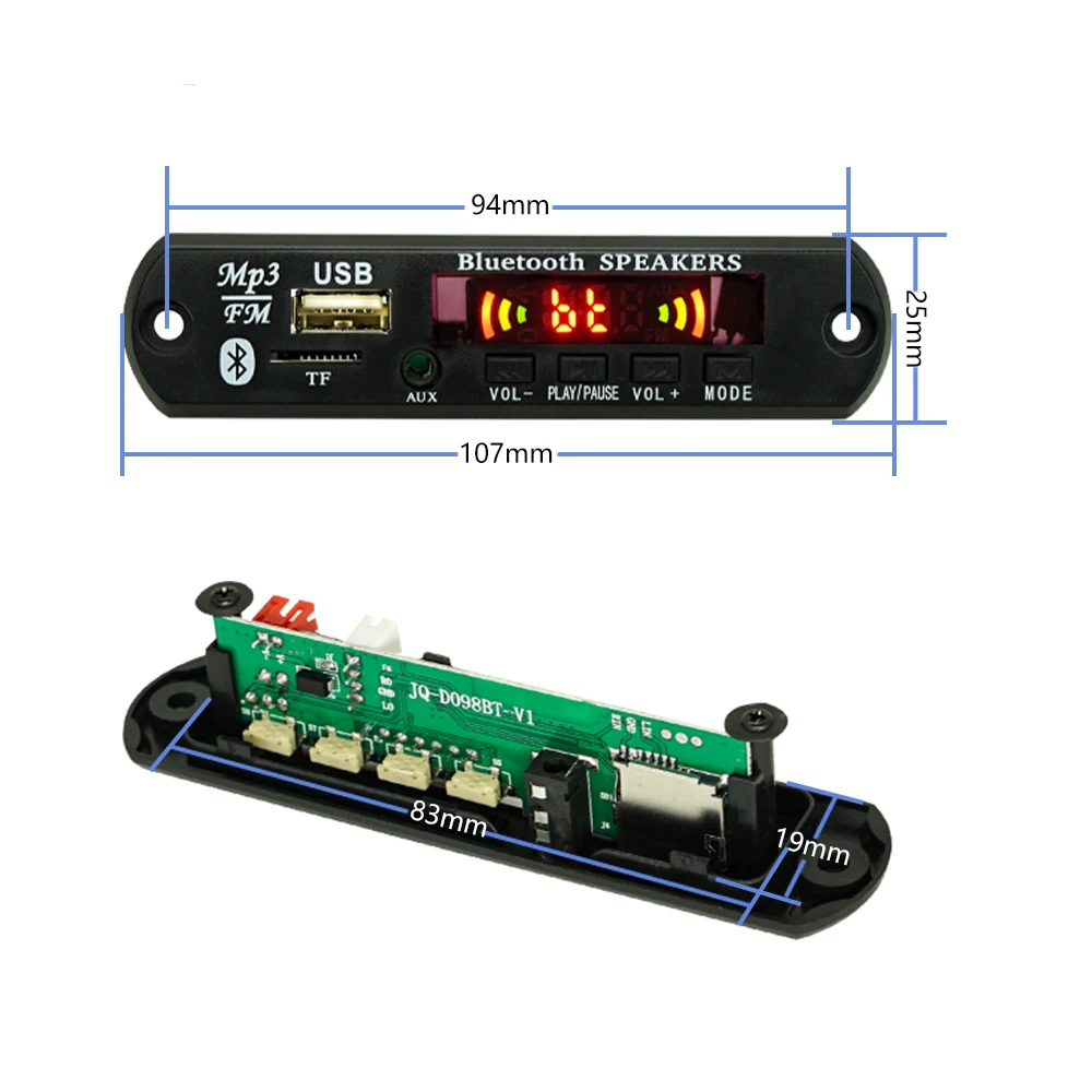 Беспроводная плата WMA-декодера MP3 с Bluetooth 5 0 12 В автомобильный аудио USB TF
