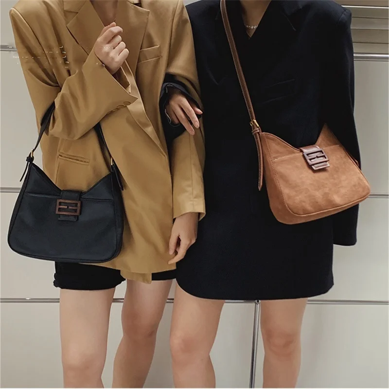 

Retro Totes Bags For Women 2023 Fashion Purse Matte Suede Women Handbags Solid Underarm Bags Female