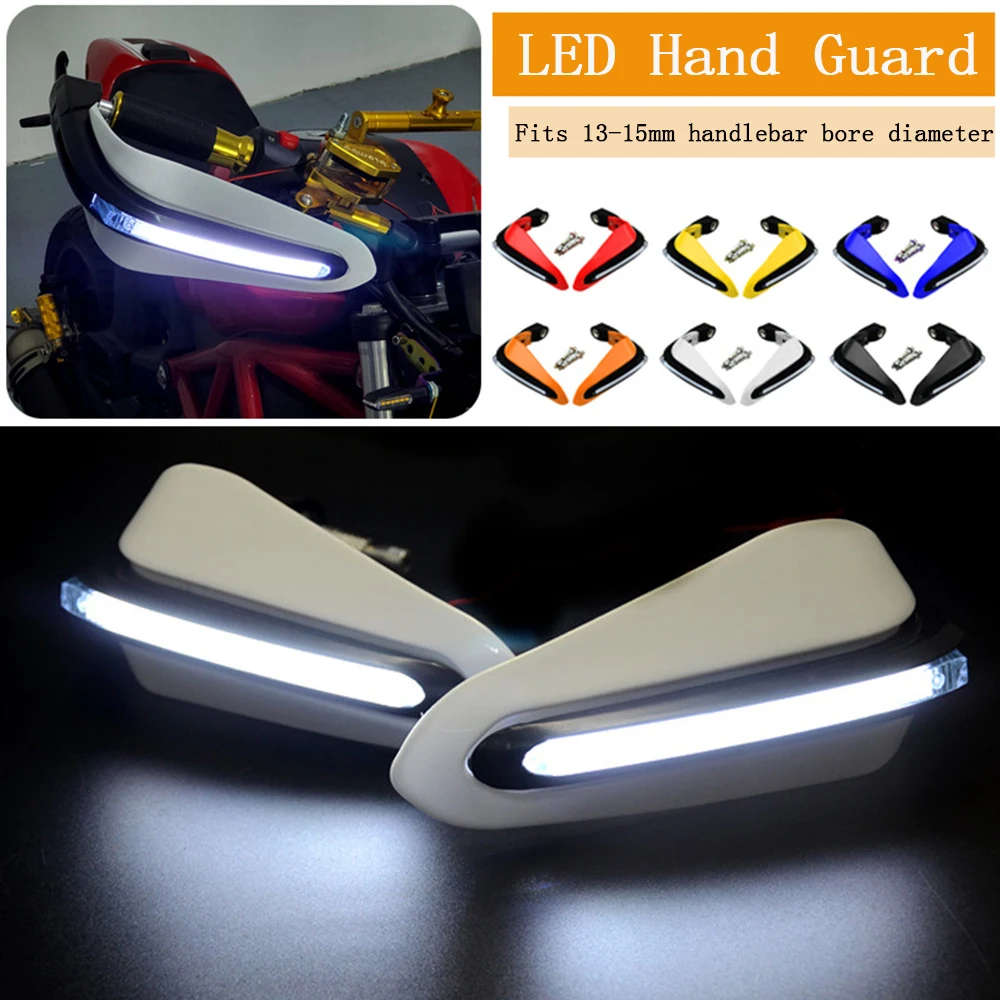 

Motorcycle Handlebar Hand Protector with LED Light Handguards Motorbike