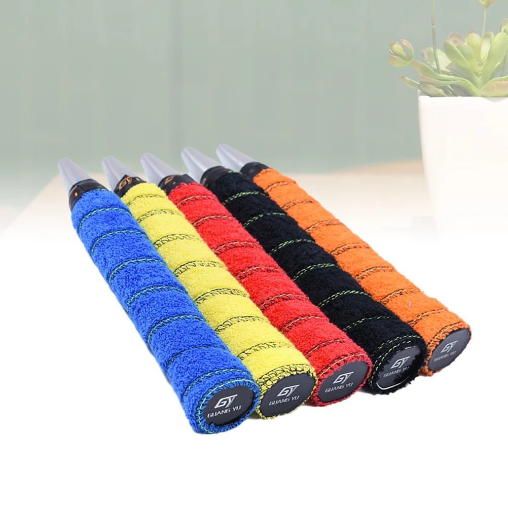 

5pcs Cotton Tennis Badminton Racket Grip Tape Racket Grip Wrap Overgrip Tape for Sports Badminton (Random Colors)