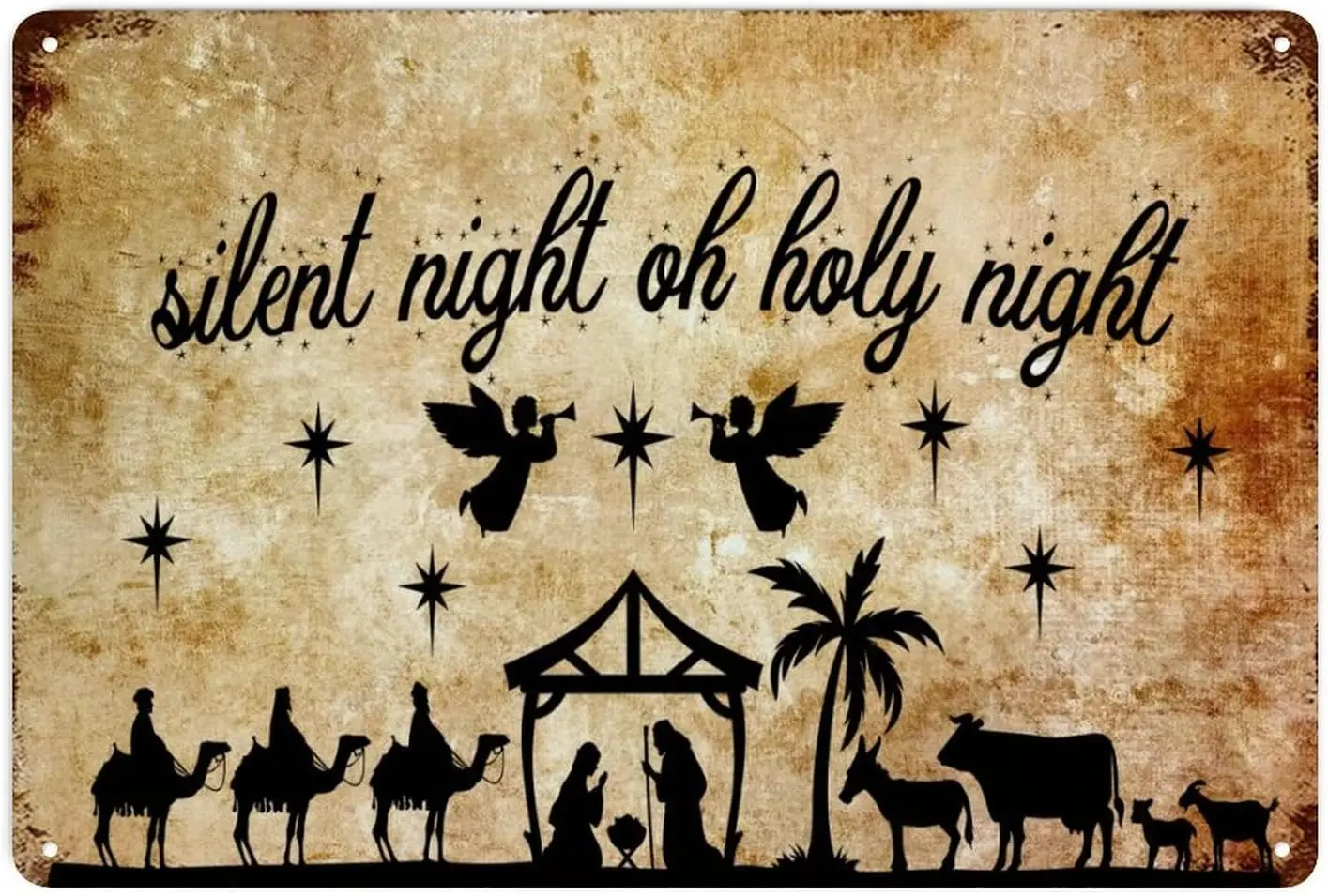 Рождение Христа ночная елка Холли Рождество Христово значок на стену табличка