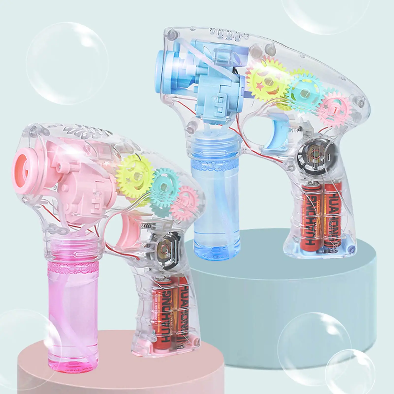 

Gear Bubble Machine | Handheld Bubble Machine Blower Toy for Toddlers | LED Electric Bubble Blaster Toy for Party Favors Summer