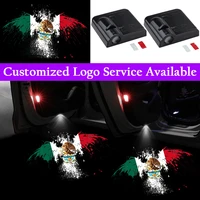 2x mexican eagle car door logo lights mexico flag wireless welcome courtesy door led light ghost shadow projector light