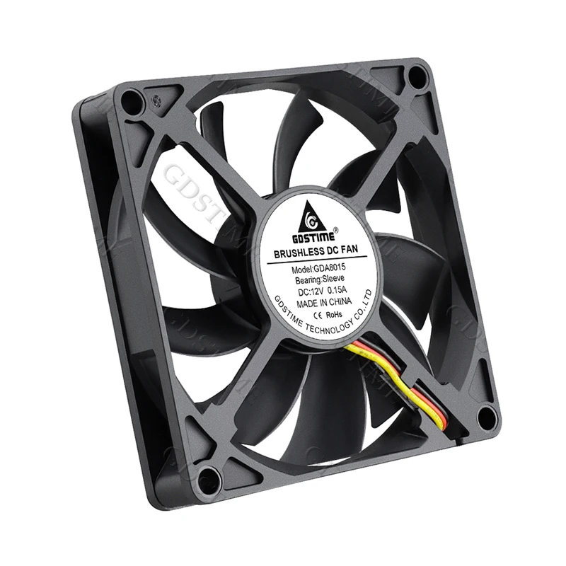 Gdstime 80 мм вентилятор DC 12V Cooler 80MM*15MM бесщеточный вытяжной охлаждения 8025 3PIN FG функция