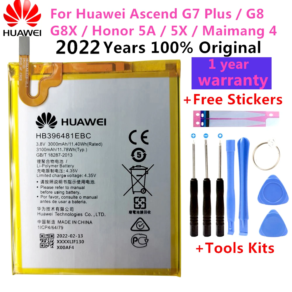 Original battery HB396481EBC Rechargeable Li-ion phone battery For Huawei ASCEND G7 PLUS HONOR 5X G8 G8X RIO L03 -UL00/TL00/AL00