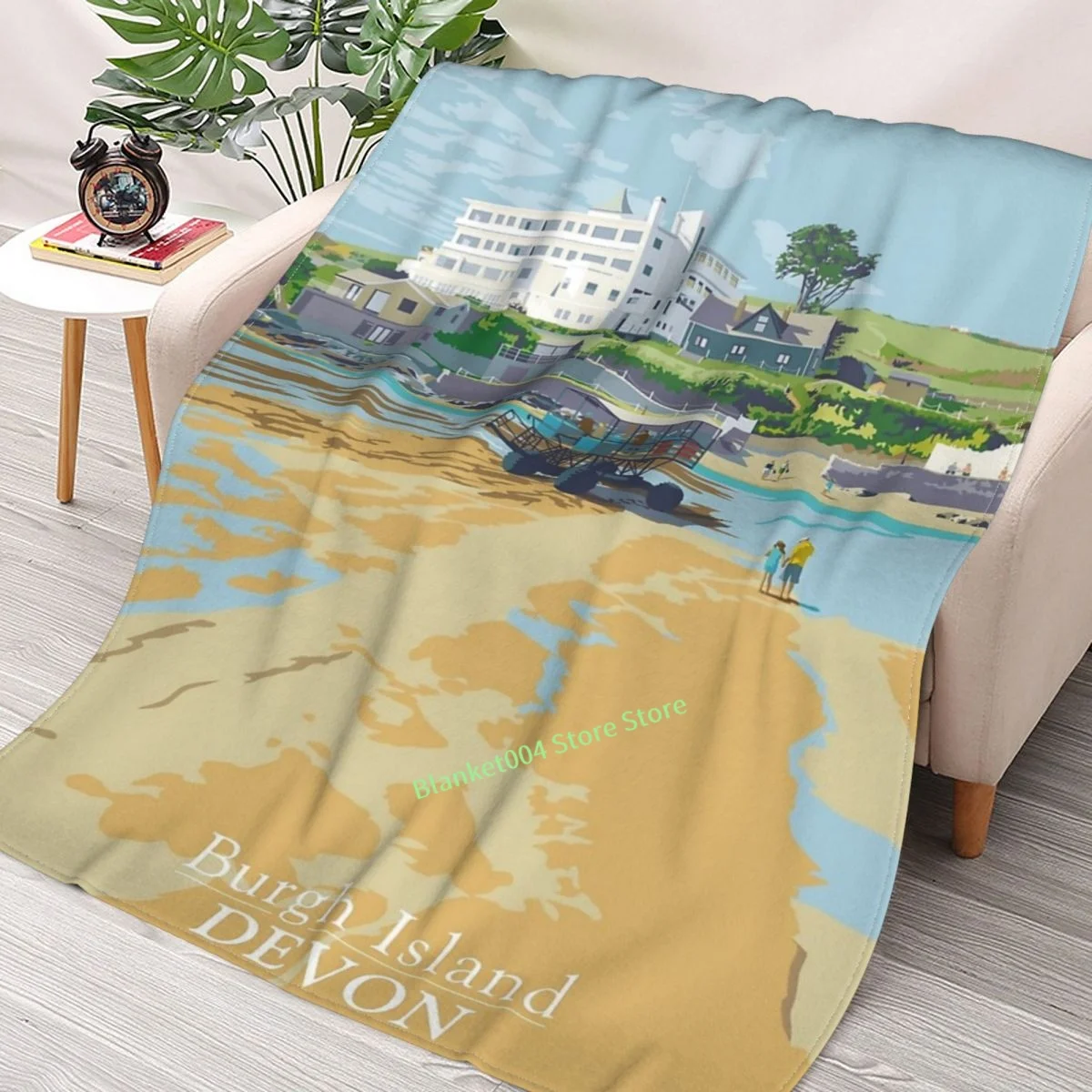 

Burgh Island, Devon Throw Blanket 3D printed sofa bedroom decorative blanket children adult Christmas gift