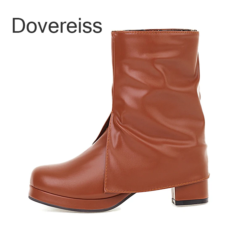 

Winter for woman Fashion New Sexy Pure Color White Brown Platform Block heels Clear Heels Boots Ankle Boots 45 46 47 48