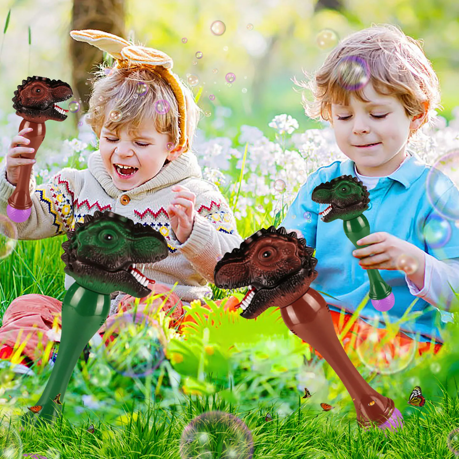 

Bubble For Kids Machine Dinosaur Bubble Automatic Wand Toys Maker Gifts Push Presents for Mom Three Large Bubble Wand Book