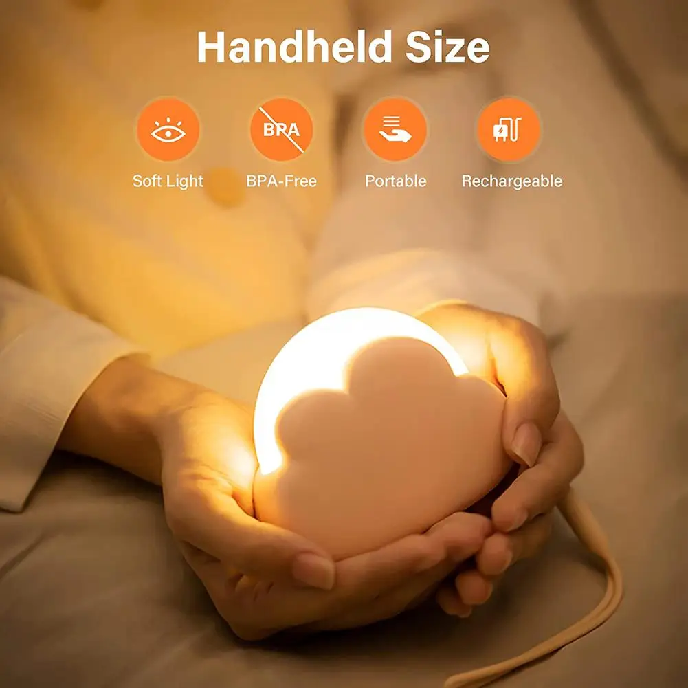 

СВЕТОДИОДНЫЙ ночник в форме облака с ремешком, 4 режима освещения, перезаряжаемая прикроватная лампа для детей, подарки