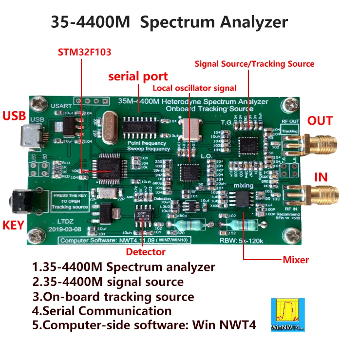 

New Spectrum Analyzer Usb Ltdz 35-4400m Spectrum Signal Source, With Tracking Source Module Board Rf Frequency Domain Analysis T