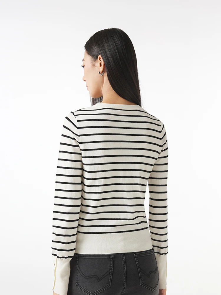 Женская трикотажная рубашка с круглым вырезом приталенный свитер в черную